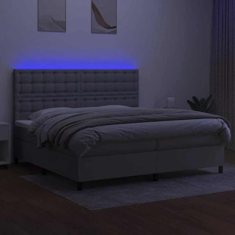 ΚΡΕΒΑΤΙ BOXSPRING ΜΕ ΣΤΡΩΜΑ & LED ΑΝ.ΓΚΡΙ 200X200ΕΚ. ΥΦΑΣΜΑΤΙΝΟ 3135221