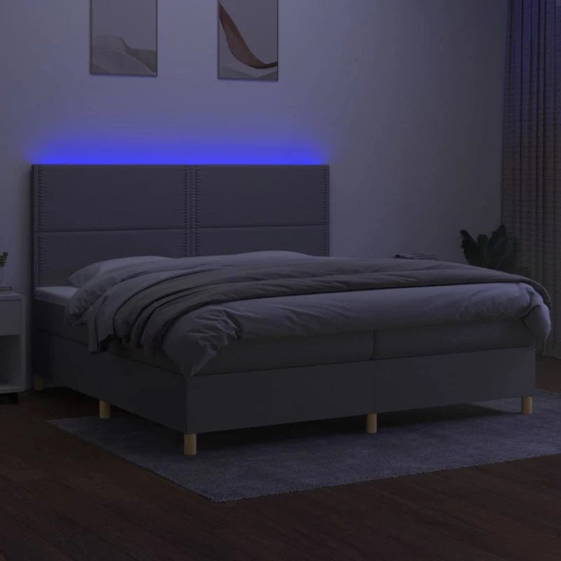 ΚΡΕΒΑΤΙ BOXSPRING ΜΕ ΣΤΡΩΜΑ & LED ΑΝ.ΓΚΡΙ 200X200ΕΚ. ΥΦΑΣΜΑΤΙΝΟ 3135381