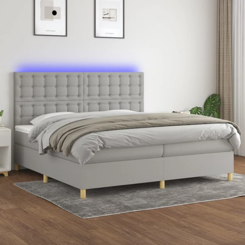 ΚΡΕΒΑΤΙ BOXSPRING ΜΕ ΣΤΡΩΜΑ & LED ΑΝ.ΓΚΡΙ 200X200ΕΚ. ΥΦΑΣΜΑΤΙΝΟ 3135781