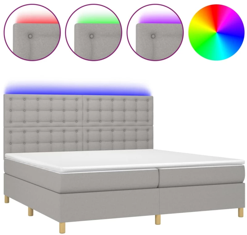 ΚΡΕΒΑΤΙ BOXSPRING ΜΕ ΣΤΡΩΜΑ & LED ΑΝ.ΓΚΡΙ 200X200ΕΚ. ΥΦΑΣΜΑΤΙΝΟ 3135781