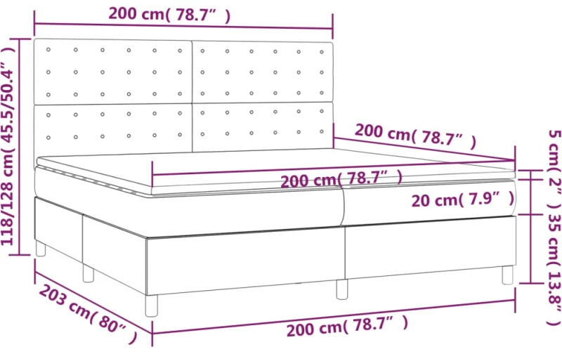 ΚΡΕΒΑΤΙ BOXSPRING ΜΕ ΣΤΡΩΜΑ & LED ΑΝ.ΓΚΡΙ 200X200ΕΚ. ΥΦΑΣΜΑΤΙΝΟ 3135781