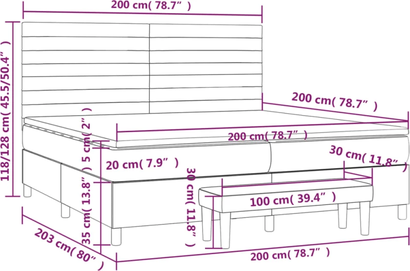 ΚΡΕΒΑΤΙ BOXSPRING ΜΕ ΣΤΡΩΜΑ ΑΝΟΙΧΤΟ ΓΚΡΙ 200X200 ΕΚ. ΥΦΑΣΜΑΤΙΝΟ 3136701