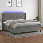 ΚΡΕΒΑΤΙ BOXSPRING ΜΕ ΣΤΡΩΜΑ & LED ΣΚ.ΓΚΡΙ 200X200ΕΚ. ΥΦΑΣΜΑΤΙΝΟ 3138582