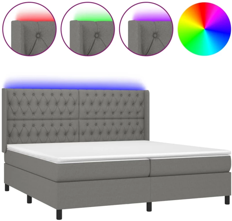 ΚΡΕΒΑΤΙ BOXSPRING ΜΕ ΣΤΡΩΜΑ & LED ΣΚ.ΓΚΡΙ 200X200ΕΚ. ΥΦΑΣΜΑΤΙΝΟ 3138582