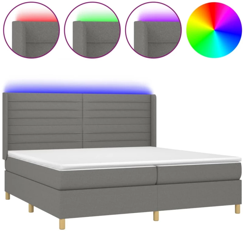 ΚΡΕΒΑΤΙ BOXSPRING ΜΕ ΣΤΡΩΜΑ & LED ΣΚ.ΓΚΡΙ 200X200ΕΚ. ΥΦΑΣΜΑΤΙΝΟ 3138982