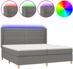 ΚΡΕΒΑΤΙ BOXSPRING ΜΕ ΣΤΡΩΜΑ & LED ΣΚ.ΓΚΡΙ 200X200ΕΚ. ΥΦΑΣΜΑΤΙΝΟ 3138982