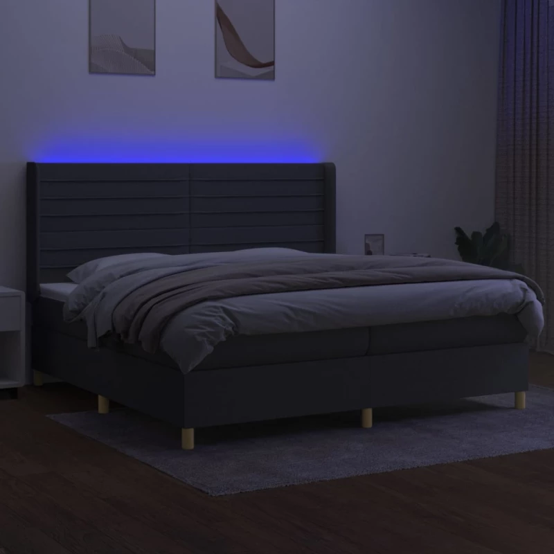 ΚΡΕΒΑΤΙ BOXSPRING ΜΕ ΣΤΡΩΜΑ & LED ΣΚ.ΓΚΡΙ 200X200ΕΚ. ΥΦΑΣΜΑΤΙΝΟ 3138982