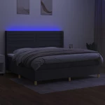 ΚΡΕΒΑΤΙ BOXSPRING ΜΕ ΣΤΡΩΜΑ & LED ΣΚ.ΓΚΡΙ 200X200ΕΚ. ΥΦΑΣΜΑΤΙΝΟ 3138982