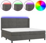 ΚΡΕΒΑΤΙ BOXSPRING ΜΕ ΣΤΡΩΜΑ & LED ΣΚ. ΓΚΡΙ 200X200ΕΚ. ΒΕΛΟΥΔΙΝΟ 3139644