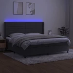 ΚΡΕΒΑΤΙ BOXSPRING ΜΕ ΣΤΡΩΜΑ & LED ΣΚ. ΓΚΡΙ 200X200ΕΚ. ΒΕΛΟΥΔΙΝΟ 3139644