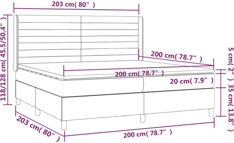 ΚΡΕΒΑΤΙ BOXSPRING ΜΕ ΣΤΡΩΜΑ & LED ΣΚ. ΓΚΡΙ 200X200ΕΚ. ΒΕΛΟΥΔΙΝΟ 3139644