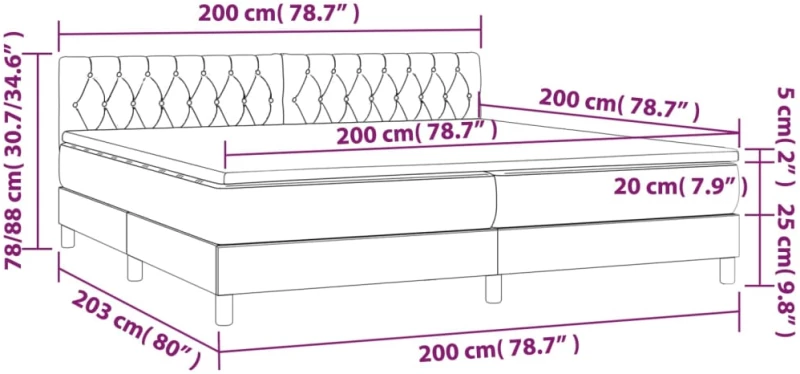 ΚΡΕΒΑΤΙ BOXSPRING ΜΕ ΣΤΡΩΜΑ ΑΝΟΙΧΤΟ ΓΚΡΙ 200X200 ΕΚ. ΥΦΑΣΜΑΤΙΝΟ 3140881