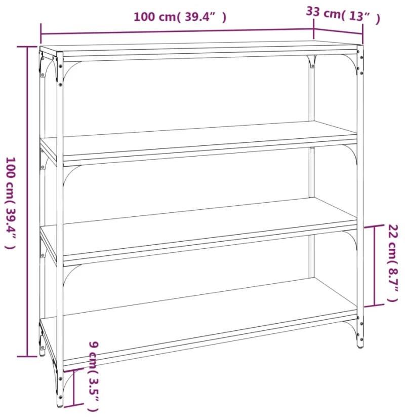 ΒΙΒΛΙΟΘΗΚΗ ΓΚΡΙ SONOMA 100 X 33 X 100 ΕΚ. ΕΠΕΞ. ΞΥΛΟ & ΑΤΣΑΛΙ 819360