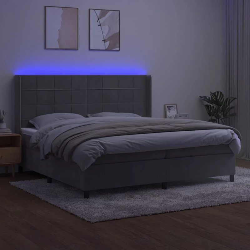 ΚΡΕΒΑΤΙ BOXSPRING ΜΕ ΣΤΡΩΜΑ & LED ΑΝ.ΓΚΡΙ 200X200 ΕΚ. ΒΕΛΟΥΔΙΝΟ 3139583