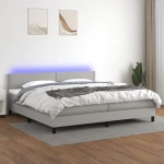 ΚΡΕΒΑΤΙ BOXSPRING ΜΕ ΣΤΡΩΜΑ & LED ΑΝ.ΓΚΡΙ 200X200ΕΚ. ΥΦΑΣΜΑΤΙΝΟ 3133101