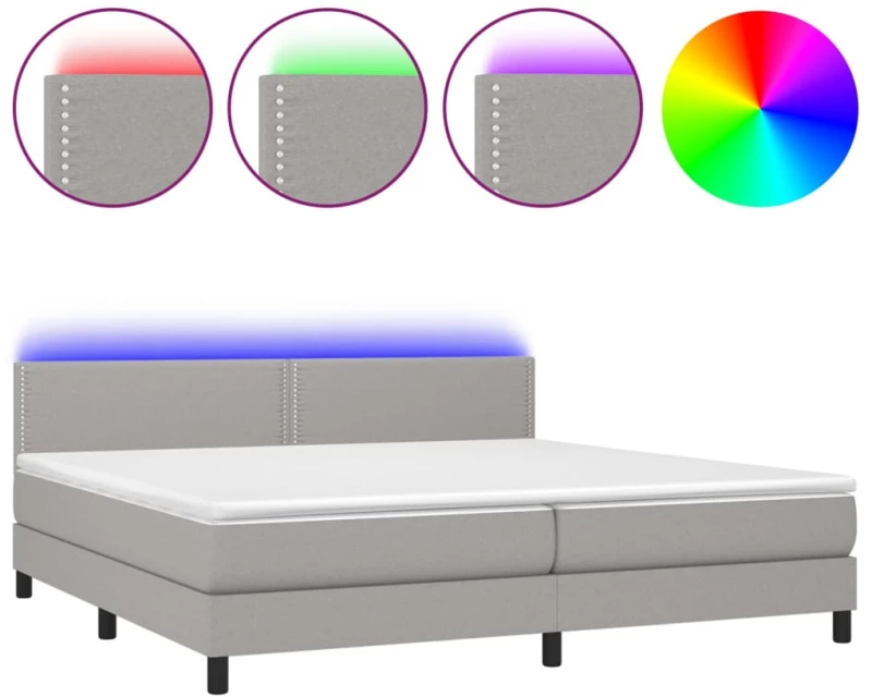 ΚΡΕΒΑΤΙ BOXSPRING ΜΕ ΣΤΡΩΜΑ & LED ΑΝ.ΓΚΡΙ 200X200ΕΚ. ΥΦΑΣΜΑΤΙΝΟ 3133101