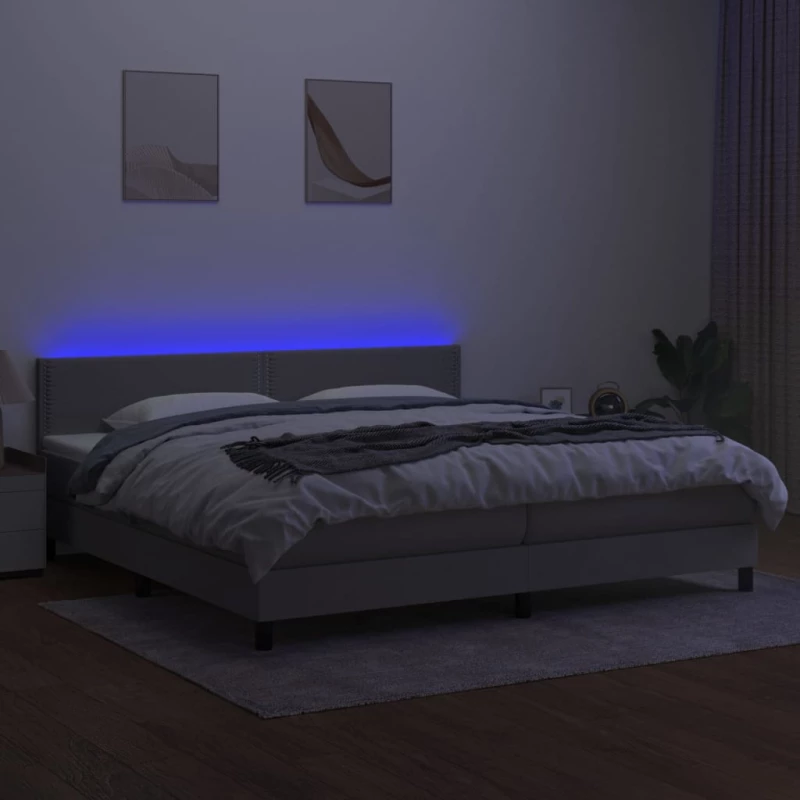ΚΡΕΒΑΤΙ BOXSPRING ΜΕ ΣΤΡΩΜΑ & LED ΑΝ.ΓΚΡΙ 200X200ΕΚ. ΥΦΑΣΜΑΤΙΝΟ 3133101