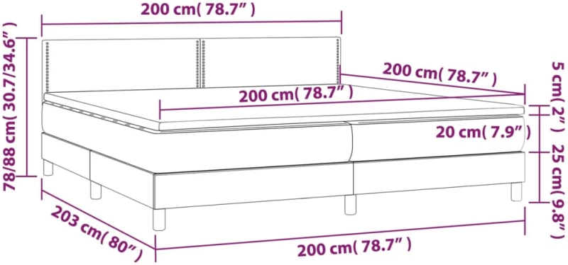 ΚΡΕΒΑΤΙ BOXSPRING ΜΕ ΣΤΡΩΜΑ & LED ΑΝ.ΓΚΡΙ 200X200ΕΚ. ΥΦΑΣΜΑΤΙΝΟ 3133101