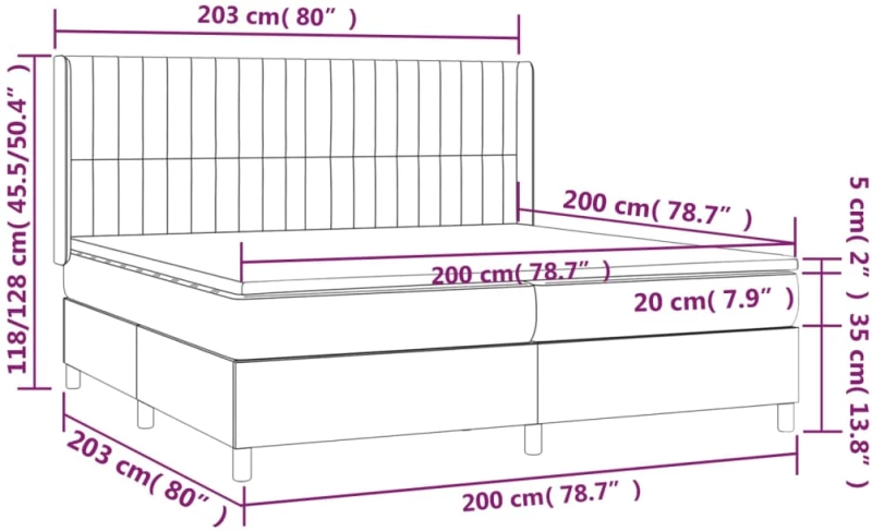 ΚΡΕΒΑΤΙ BOXSPRING ΜΕ ΣΤΡΩΜΑ ΣΚΟΥΡΟ ΓΚΡΙ 200X200 ΕΚ. ΒΕΛΟΥΔΙΝΟ 3132820