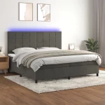 ΚΡΕΒΑΤΙ BOXSPRING ΜΕ ΣΤΡΩΜΑ & LED ΣΚ. ΓΚΡΙ 200X200ΕΚ. ΒΕΛΟΥΔΙΝΟ 3136144