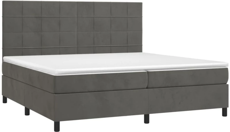 ΚΡΕΒΑΤΙ BOXSPRING ΜΕ ΣΤΡΩΜΑ & LED ΣΚ. ΓΚΡΙ 200X200ΕΚ. ΒΕΛΟΥΔΙΝΟ 3136144