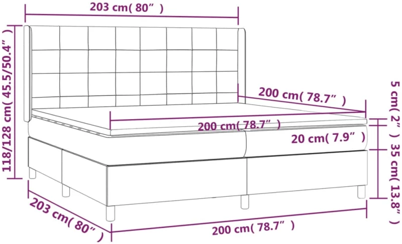 ΚΡΕΒΑΤΙ BOXSPRING ΜΕ ΣΤΡΩΜΑ & LED ΣΚ. ΓΚΡΙ 200X200ΕΚ. ΒΕΛΟΥΔΙΝΟ 3139584