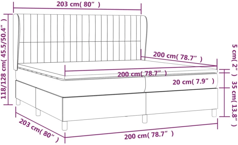 ΚΡΕΒΑΤΙ BOXSPRING ΜΕ ΣΤΡΩΜΑ ΑΝΟΙΧΤΟ ΓΚΡΙ 200X200 ΕΚ. ΒΕΛΟΥΔΙΝΟ 3129351