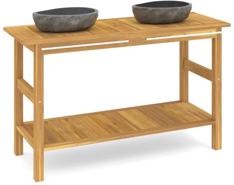 ΈΠΙΠΛΟ ΜΠΑΝΙΟΥ ΜΕ ΝΙΠΤΗΡΕΣ RIVER STONE ΑΠΟ ΜΑΣΙΦ ΞΥΛΟ TEAK 3096583