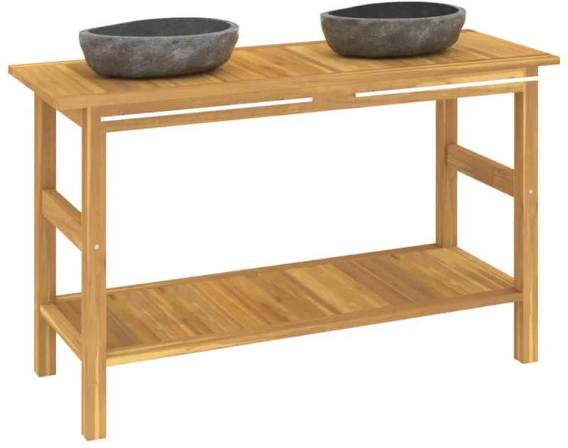 ΈΠΙΠΛΟ ΜΠΑΝΙΟΥ ΜΕ ΝΙΠΤΗΡΕΣ RIVER STONE ΑΠΟ ΜΑΣΙΦ ΞΥΛΟ TEAK 3096583