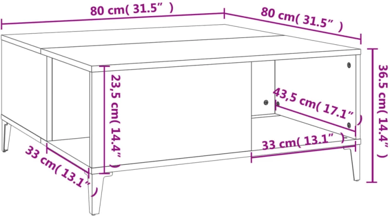 ΤΡΑΠΕΖΑΚΙ ΣΑΛΟΝΙΟΥ ΓΚΡΙ SONOMA 80X80X36,5ΕΚ. ΕΠΕΞΕΡΓΑΣΜΕΝΟ ΞΥΛΟ 821106