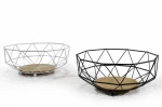 Φρουτιέρα Με Βάση Μπαμπού Μέταλλο Φ26x10cm Σε 2 Χρώματα