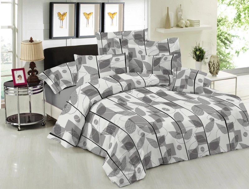 Σετ Κουβερλί Le Blanc Premium Cotton 100% Leaves Grey Υπέρδιπλο 220x240