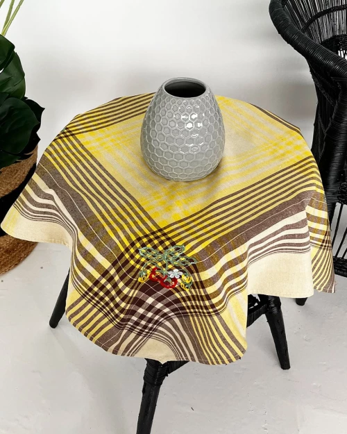 Τραπεζομάντηλο Fraoula με σχέδιο φράουλας 2 ατόμων Μπεζ