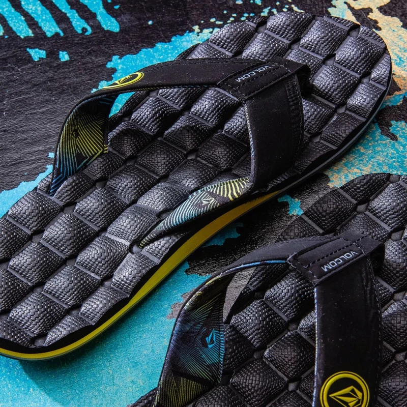Volcom Recliner Sandals Black Lime