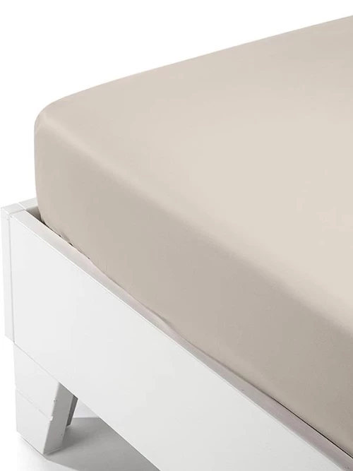 Κατωσέντονο Satin με λάστιχο Beige Υπέρδιπλο (180x200+35)