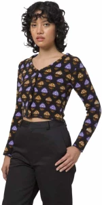 HUF Shroom Cropped Cardigan Black
