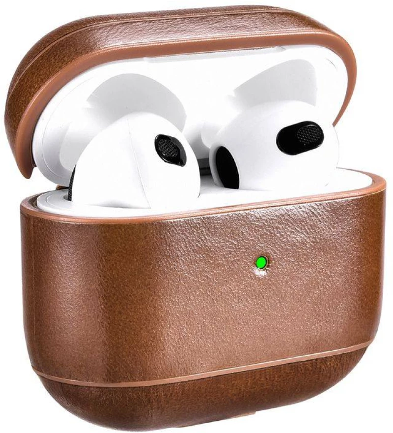 Θήκη iCarer Δερμάτινη για Apple AirPods 3 - ΚΑΦΕ - IAP-056-BRW