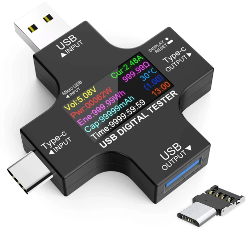 Συσκευή ελέγχου λειτουργίας θύρας USB  Micro USB & USB-C  3.6-32V  LCD