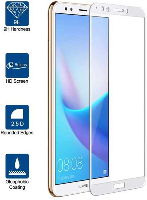 Huawei Y7 Prime 2018 - Full Tempered Glass 5D Curved 9H White (Με πλήρη εφαρμογή σε όλα τα σημεία και οχι μόνο στις άκρες.)