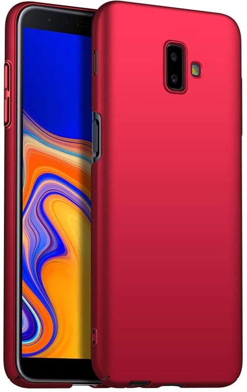 Samsung Galaxy J6 (2018) Plus -  Silicone Case Soft Flexible Rubber Cover – Red Metallic