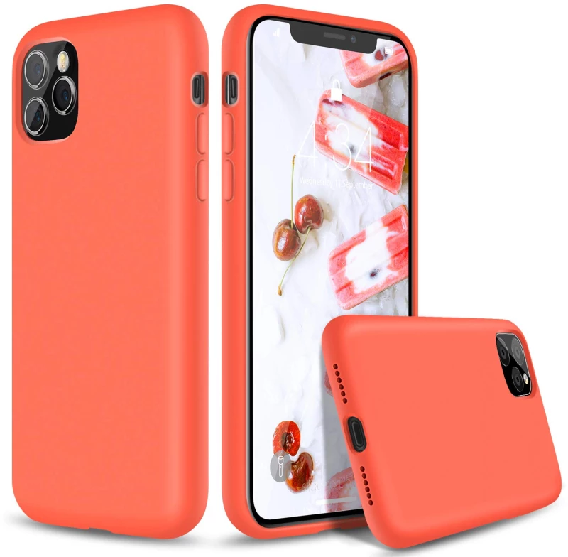 Apple iPhone 11 Pro Max 6.5 inch 2019 -  Slim Liquid Silicone Gel Rubber Case Soft Touch Back Cover Neon Coral (oem)