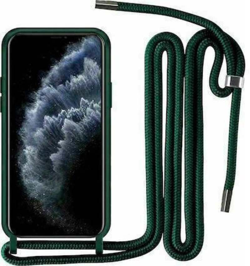 Crossbody Back Cover Σιλικόνης με Λουράκι Dark Green (Galaxy A54) oem