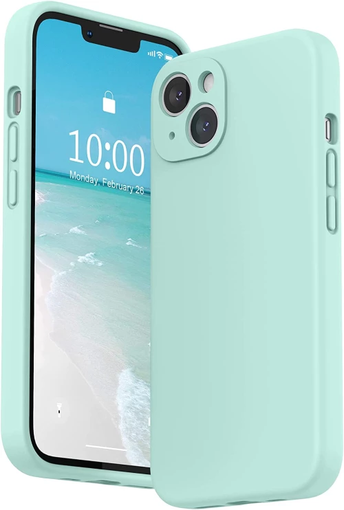 iPhone 13 (6.1 inch)- Soft Rubberized TPU Slim Protective Cover for Phone with protect camera – Mint (oem)