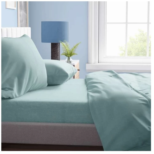 ΣΕΝΤΟΝΙΑ KING SIZE ΣΕΤ 4ΤΕΜ (SOLID 497 AQUA) - DIMCOL SOLID 497 AQUA / 100% ΒΑΜΒΑΚΙ