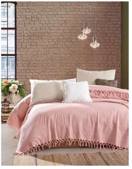 ΚΟΥΒΕΡΤΑ ΠΙΚΕ ΥΠΕΡΔΙΠΛΗ (DOBBY CASHMERE PINK) - DIMCOL DOBBY CASHMERE PINK / 100% ΒΑΜΒΑΚΙ