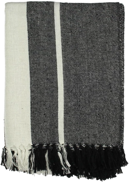 Ριχτάρι Ριγέ Μαύρο Βαμβακερό 130x170cm