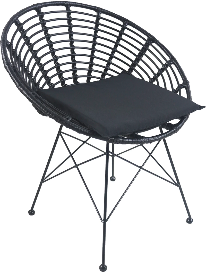 Καρέκλα Κήπου AELIUS Μαύρο Μέταλλο/Rattan 72x62x78cm
