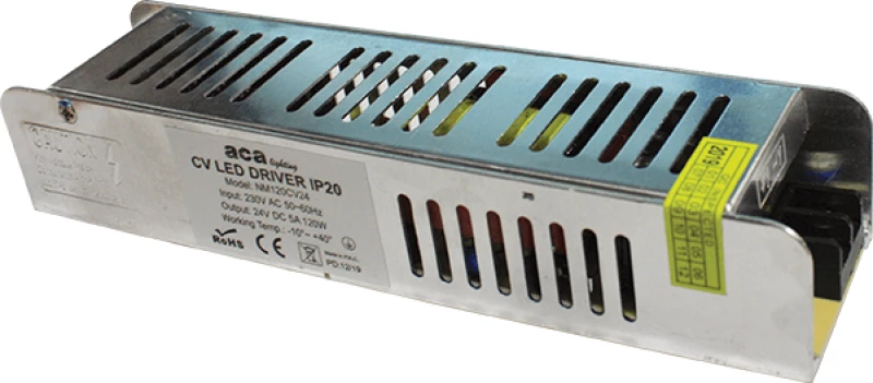 METAL CV LED DRIVER 120W 230V AC-24V DC 5A IP20 WITH TERMINAL ACA NM120CV24