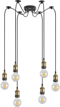 SE21-BR-10-BL6 MAGNUM Bronze Metal Pendant with Black Fabric Cable+ HOMELIGHTING 77-8689