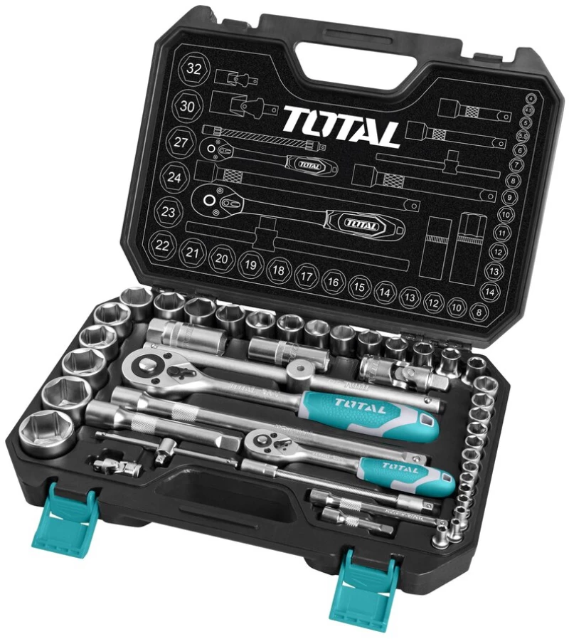 TOTAL ΣΕΤ ΚΑΣΕΤΙΝΑ ΚΑΡΥΔΑΚΙΑ 1/4" & 1/2" 44ΤΕΜ (THT421441)